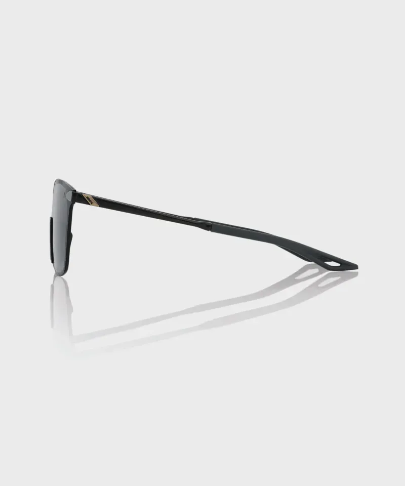100% Legere Square Smoke Lens Glasses in Polished Black-2