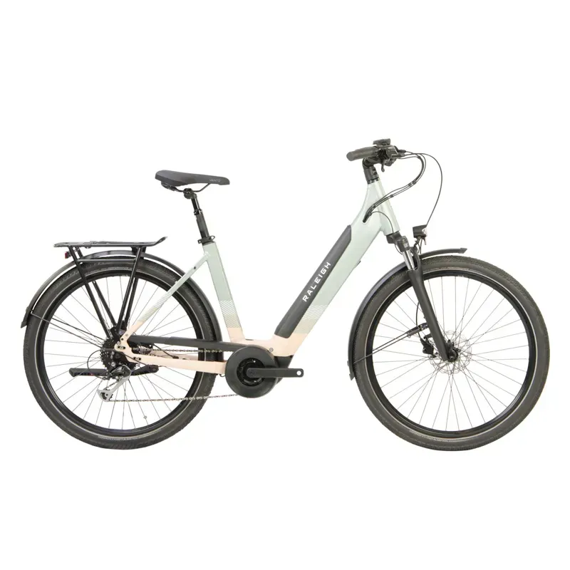 2022 Raleigh Centros Lowstep Derauiller Gear eBike in Mint/Sand