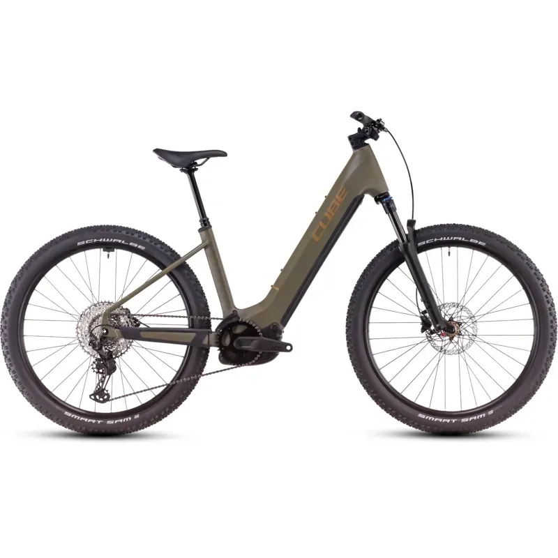 Cube Reaction Hybrid Pro 600 EE eMountain Bike in Dusty Olive/Gold