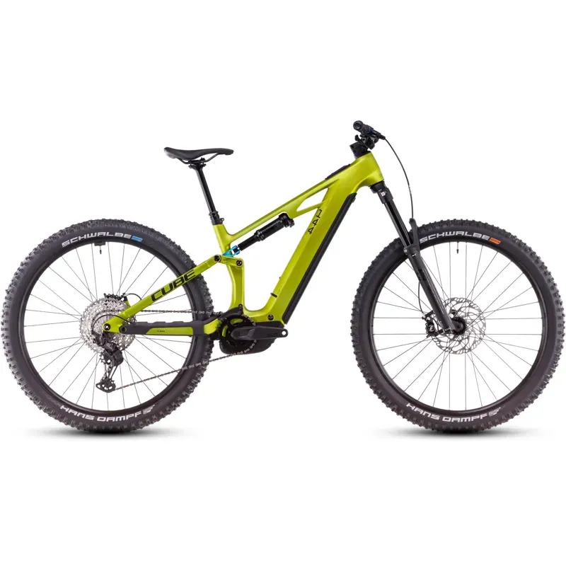 Cube Stereo Hybrid One44 HPC Race eMountain Bike in Flash Lime/Blue