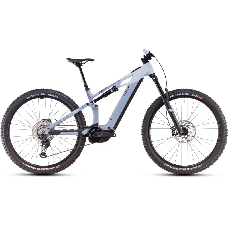 Cube Stereo Hybrid One44 HPC Race eMountain Bike in Pidgeon Blue/Art
