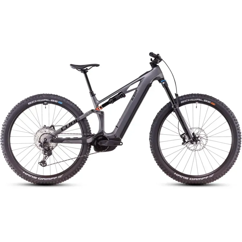 Cube Stereo Hybrid One44 HPC SLX eMountain Bike in Slab Grey/Orange
