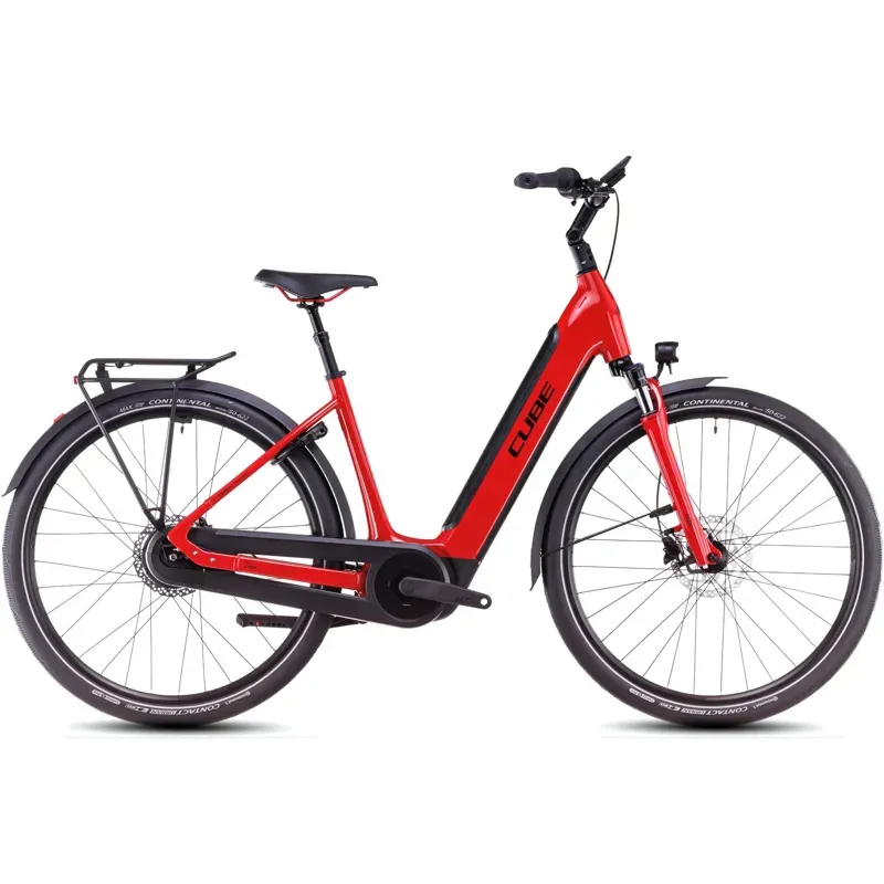 Cube Supreme Hybrid Comfort Pro 625 EE Electric Bike in Fire Red/Black