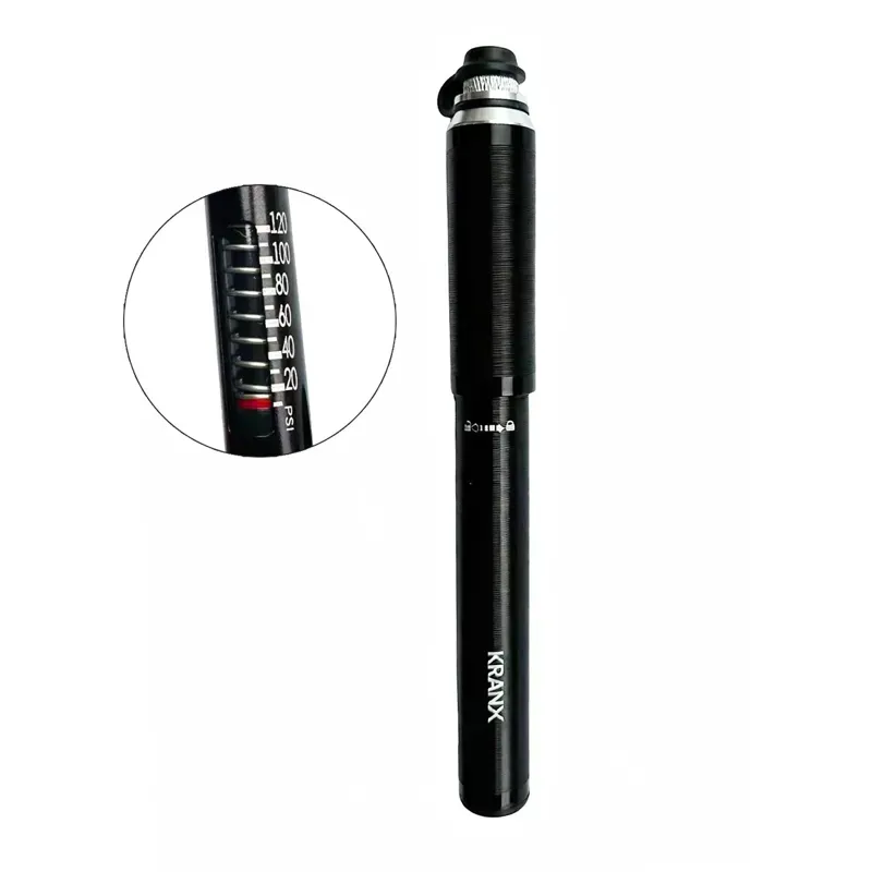 KranX Strato-Plus Road Alloy Mini Pump w/ Gauge in Black