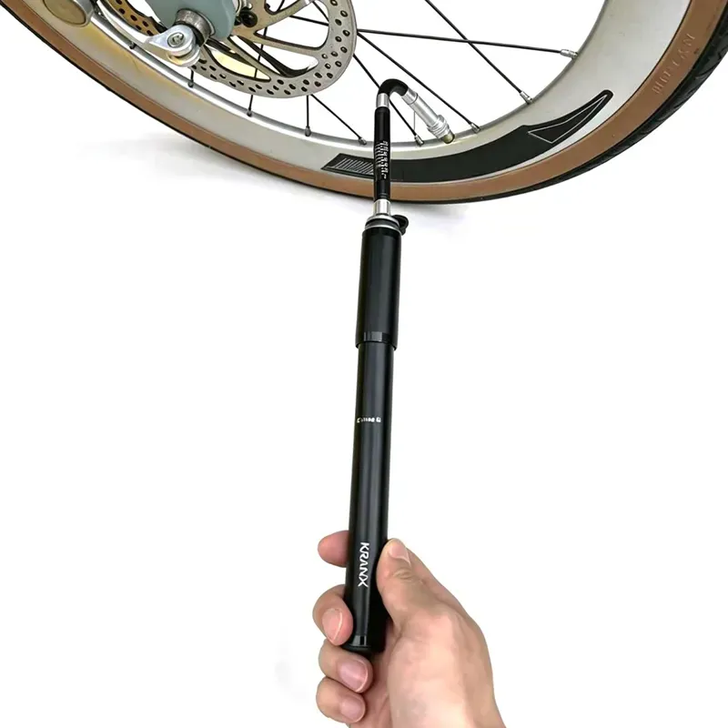 KranX Strato-Plus Road Alloy Mini Pump w/ Gauge in Black-3
