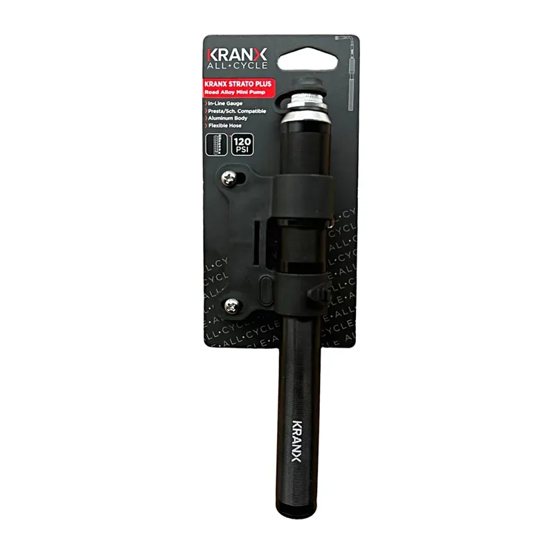 KranX Strato-Plus Road Alloy Mini Pump w/ Gauge in Black-2