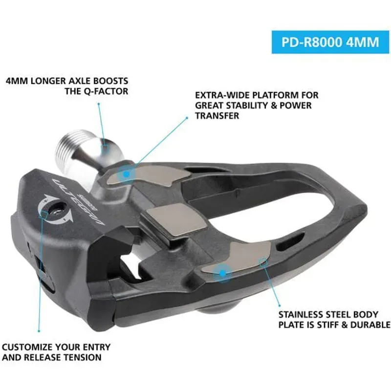 PEDAL Ultegra R8000 SPD-SL Cn+4mm Black 9/16 inches long-1