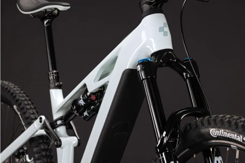Cube Stereo Hybrid ONE77 HPC SLX 800 eMountain Bike in Hint of Mint/Orange-5