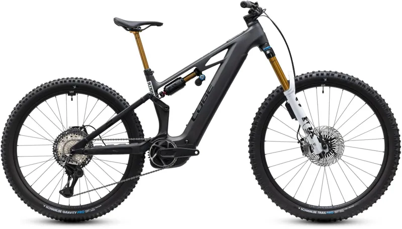 Cube Stereo Hybrid ONE77 HPC AT 800 eMountain Bike in Carbon/White