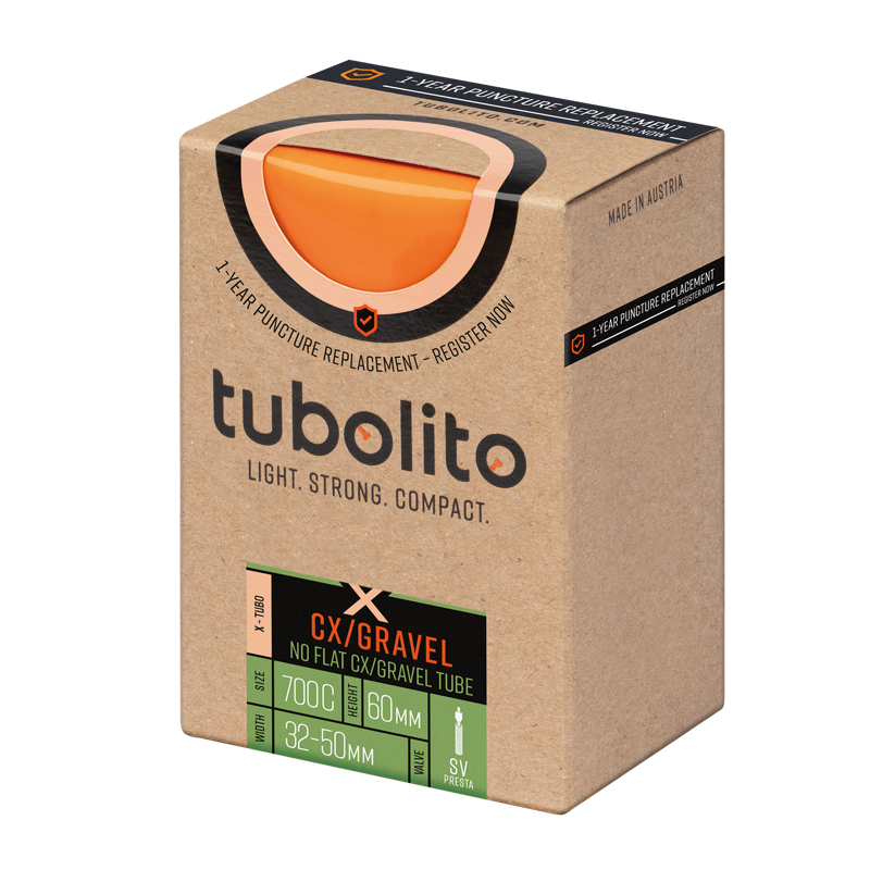 Tubolito X-Tubo CX/Gravel 60mm Presta Valve In Orange 700 X 32- 50mm