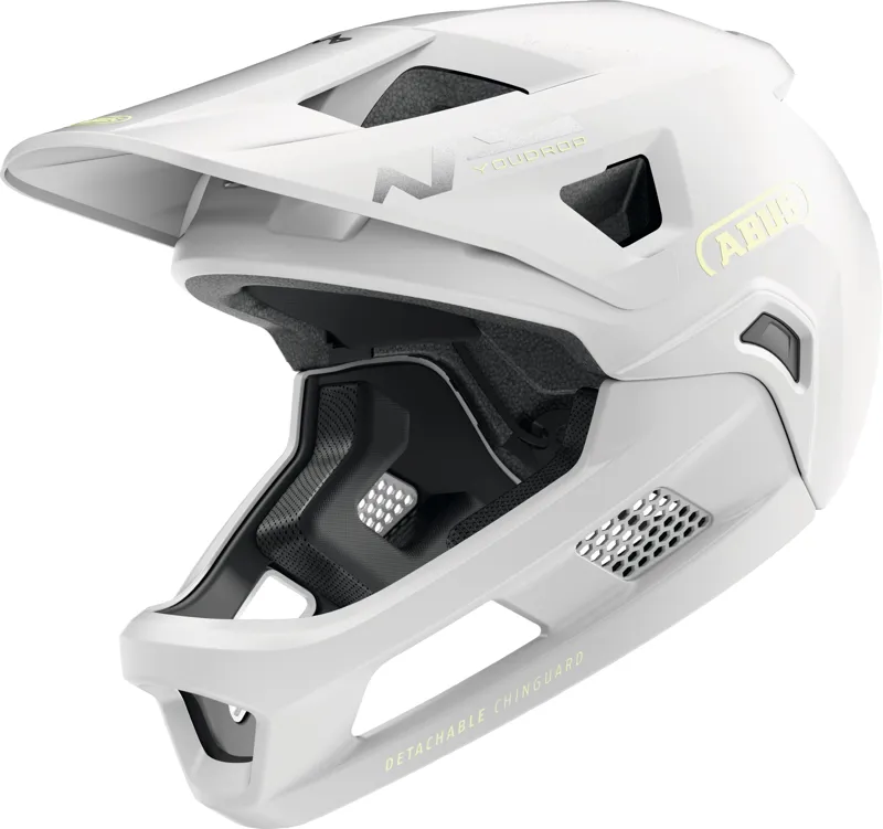 ABUS YouDrop FF Kids Full Face MTB Helmet In Lemon WHITE 48-55cm