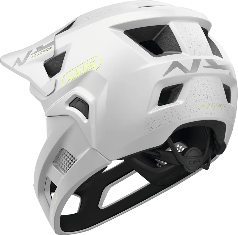 ABUS YouDrop FF Kids Full Face MTB Helmet In Lemon WHITE 48-55cm-1