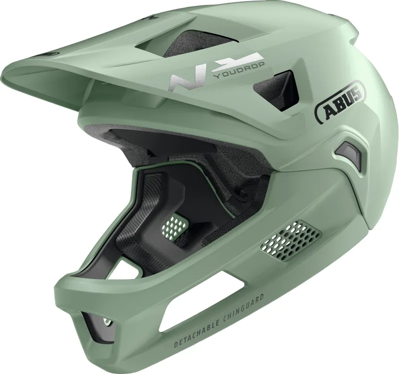 ABUS YouDrop FF Kids Full Face MTB Helmet In Mist Green 48-55cm