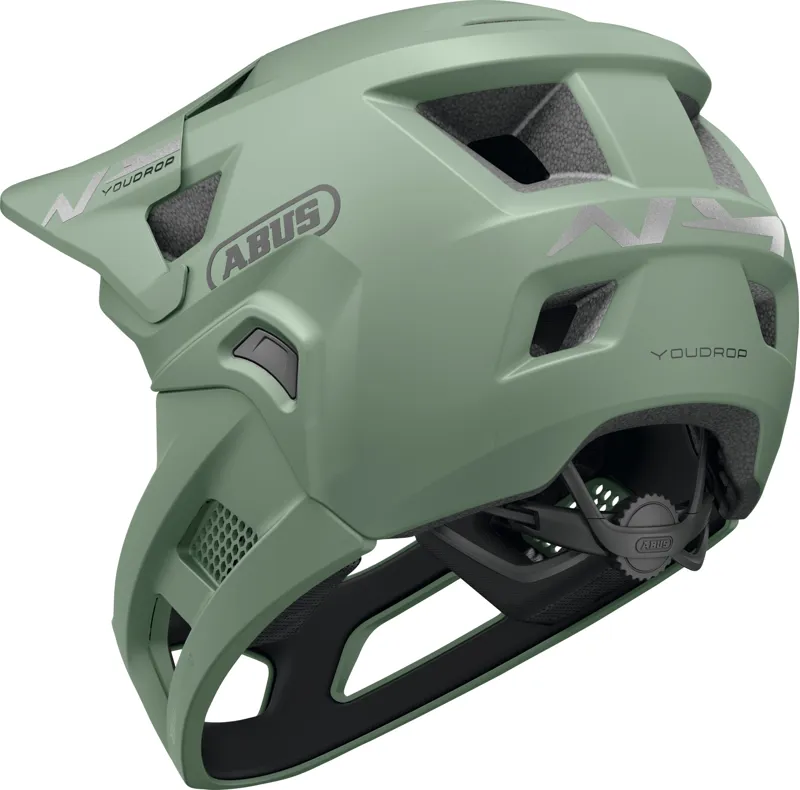 ABUS YouDrop FF Kids Full Face MTB Helmet In Mist Green 48-55cm-1