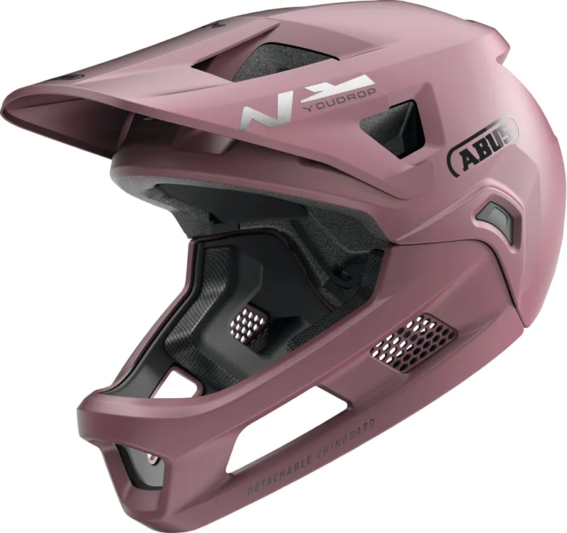 ABUS YouDrop FF Kids Full Face MTB Helmet In Blush Red 48-55cm