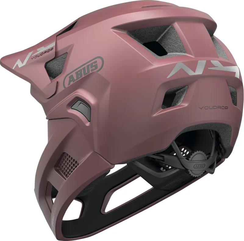 ABUS YouDrop FF Kids Full Face MTB Helmet In Blush Red 48-55cm-1