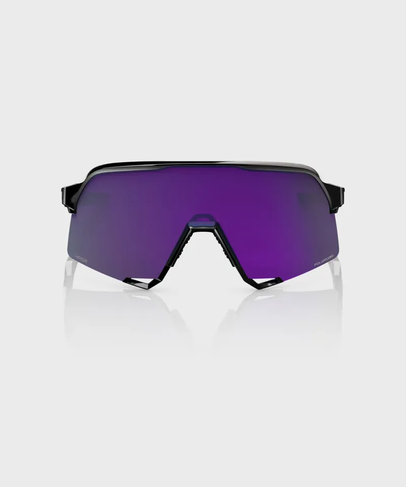 100% S3 Glasses - Polished Black / HiPER Lavender Mirror Polarized Lens Polished Black/HiPER Lavender Mirror Polarized Lens-2