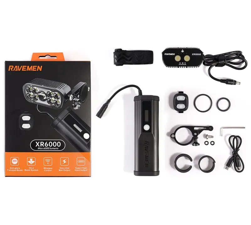 Ravemen XR-6000 1500/6000-Lumen Headlight w/ Battery Pack in Black-1