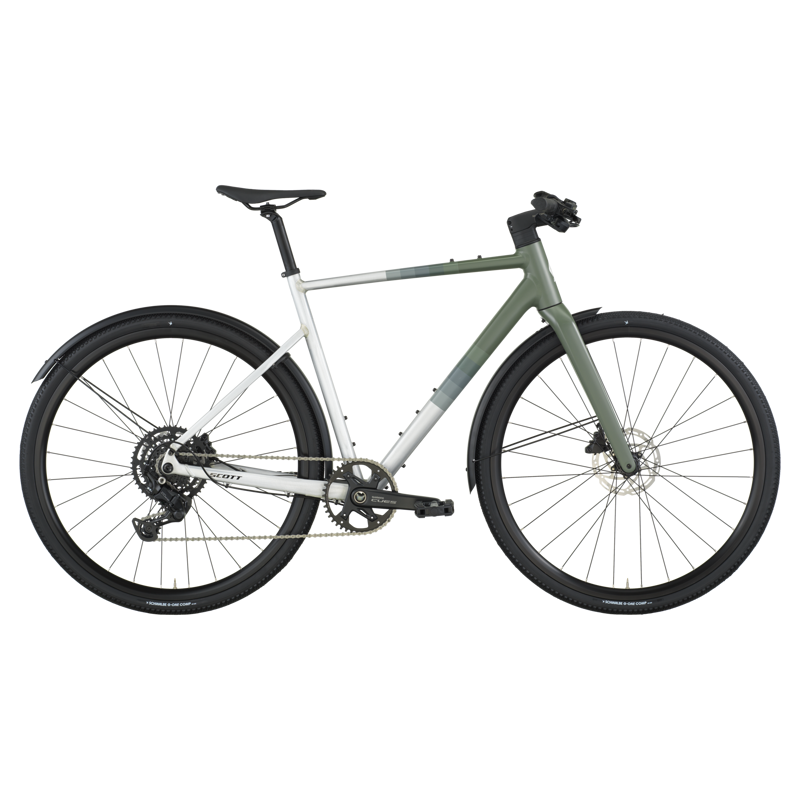 Scott Bike Metrix 30 EQ Hybrid Bike in Alloy Silver/Wenge Green