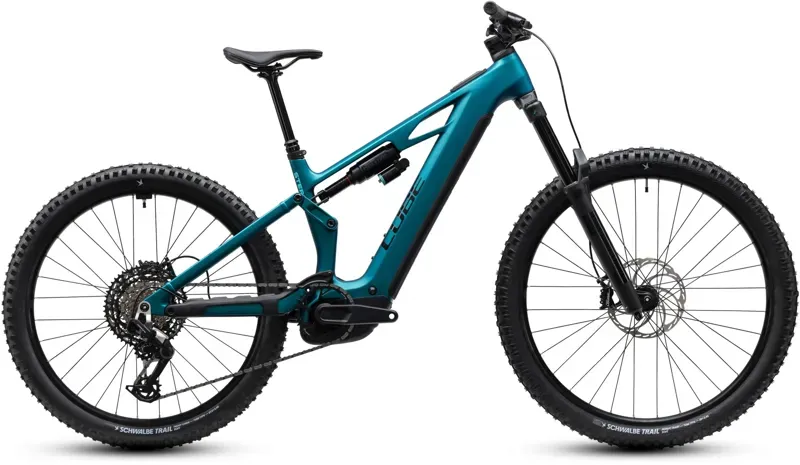 Cube Stereo Hybrid ONE77 HPC Race 800 eMountain Bike in Metallic Petrol/Black