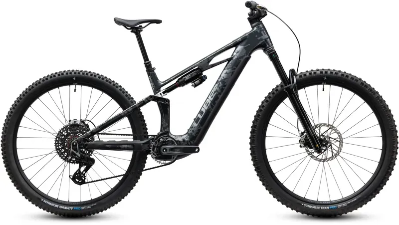 Cube Stereo Hybrid One44 HPC Super TM 800 eMountain Bike in Graphite Glitch/Grey