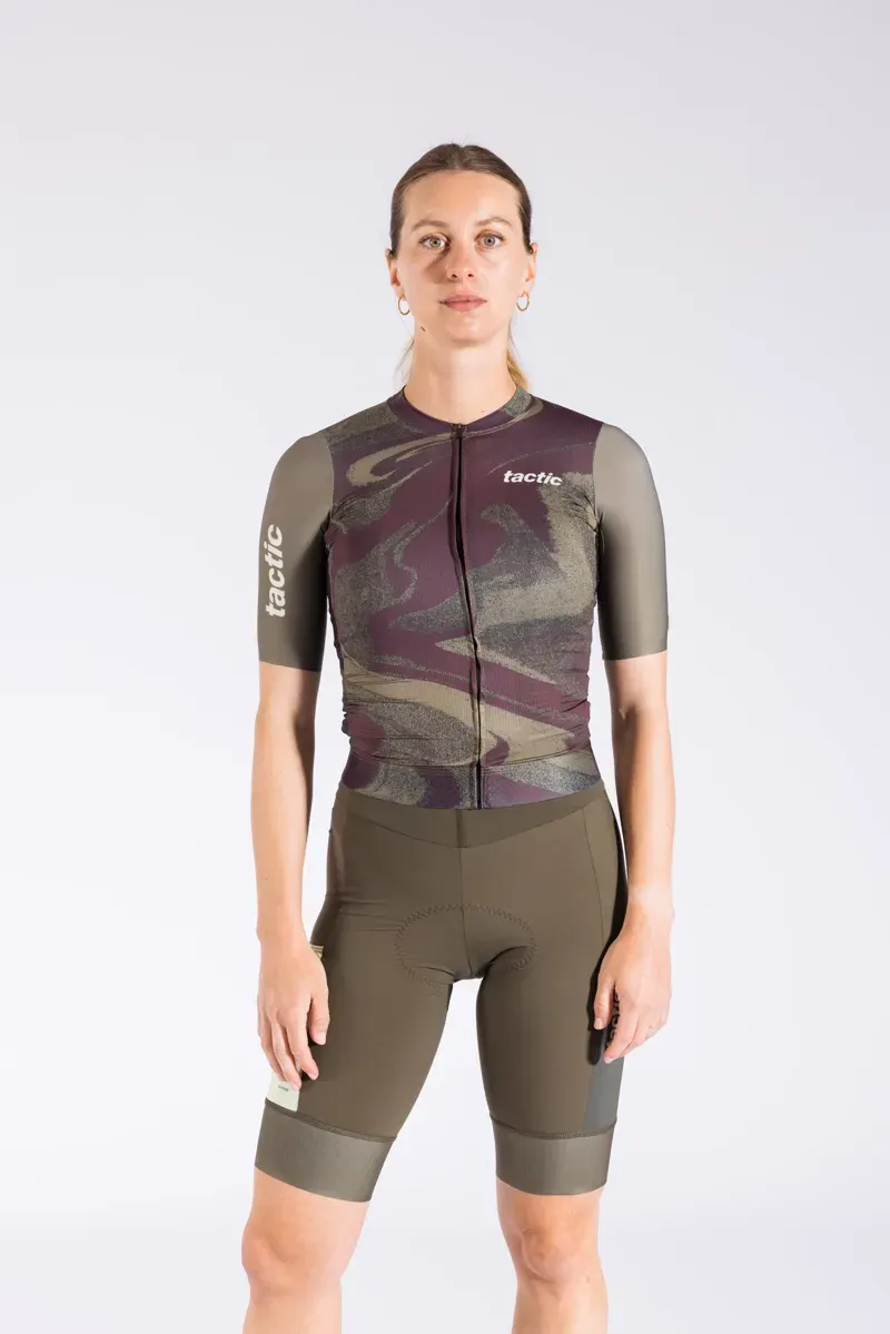 Tactic Sport Women's Divide Short Sleeve Jersey in Green-2