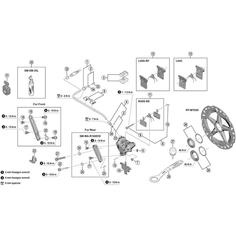 Shimano Spare SMBH90 Flange Connecting Bolt M9 Silver one size